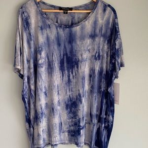 Karen Kane top, blue & white tie dye, Size: small